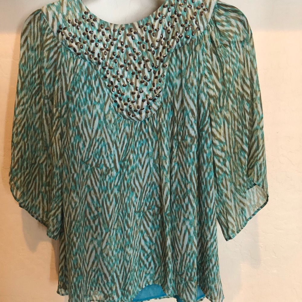 Banana Republic Green Print Blouse